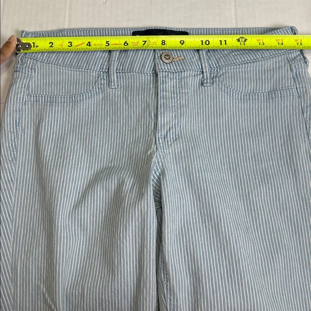 Hollister Crop Blue Stripe Jeans Distressed Womens 28‎ Skinny Denim